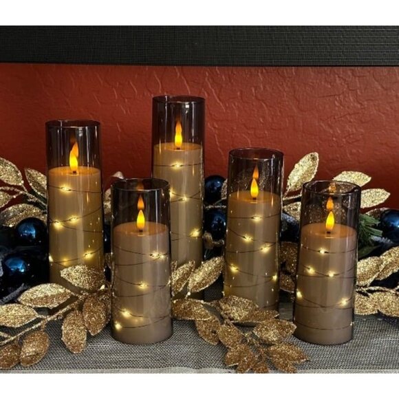 Flameless LED Candles with Timer 5 Pc Flickering Flameless Candles - Picture 1 of 2